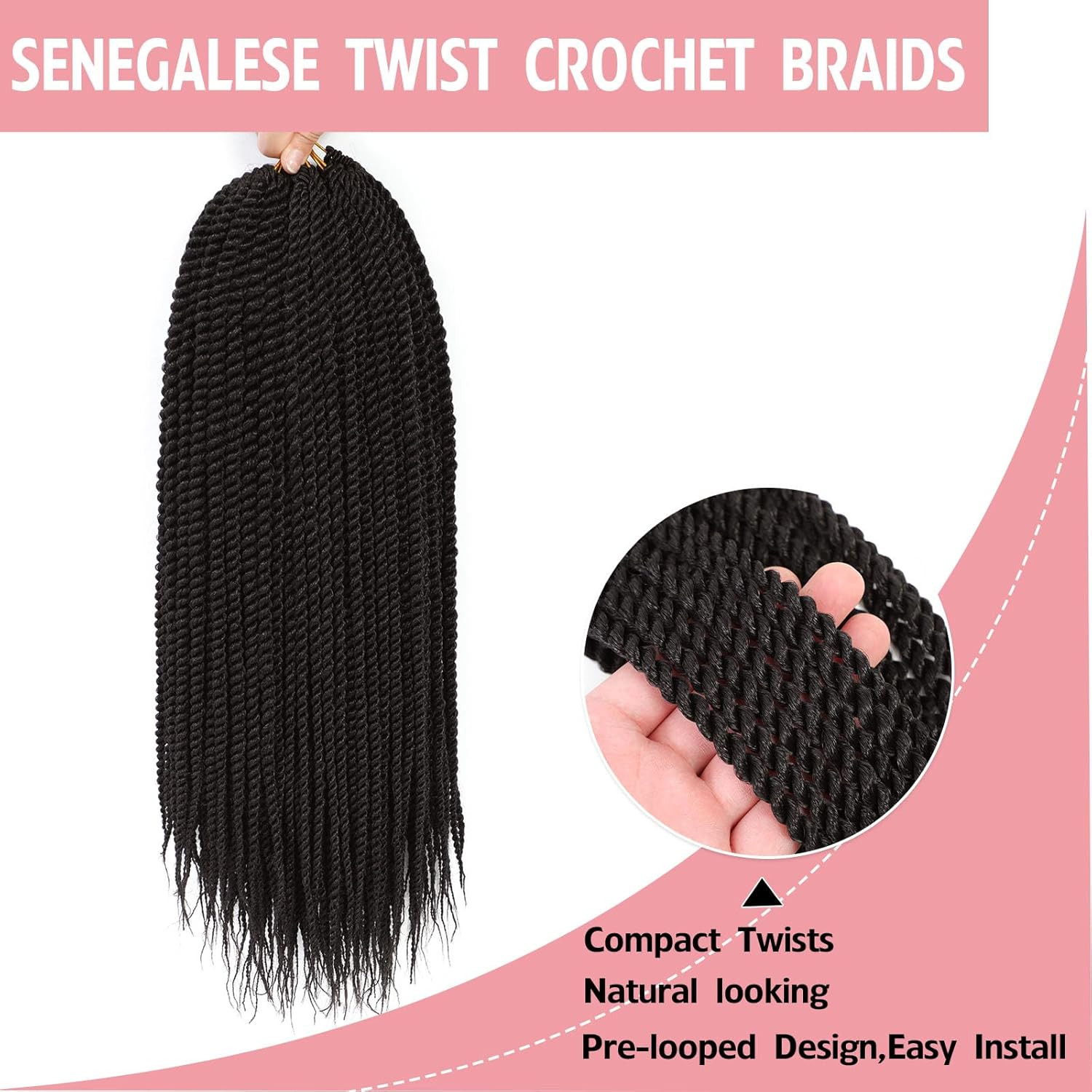 8pk 16″ Senegalese Twist Crochet Braids Pre-Looped Synthetic Braids for Women #2
