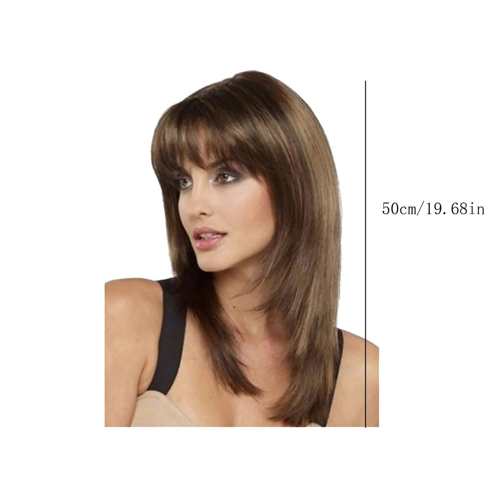 Women Long Curly Brown Natural Wig Glueless Wig Heat Synthesis Adult Female Wig