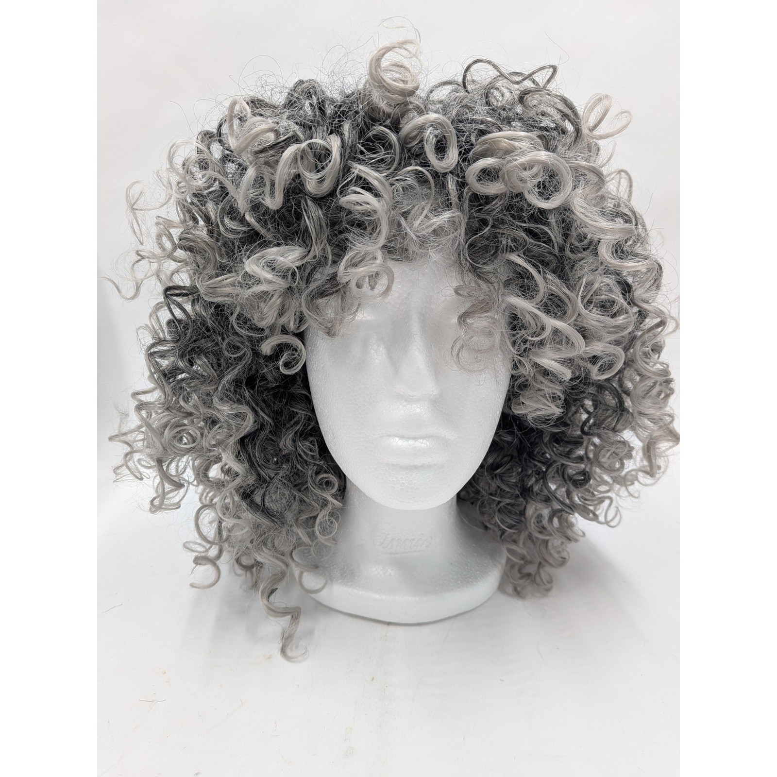 More Charming Short Curly Grey Wig Salt and Pepper Synthetic Afro Kinky Hair