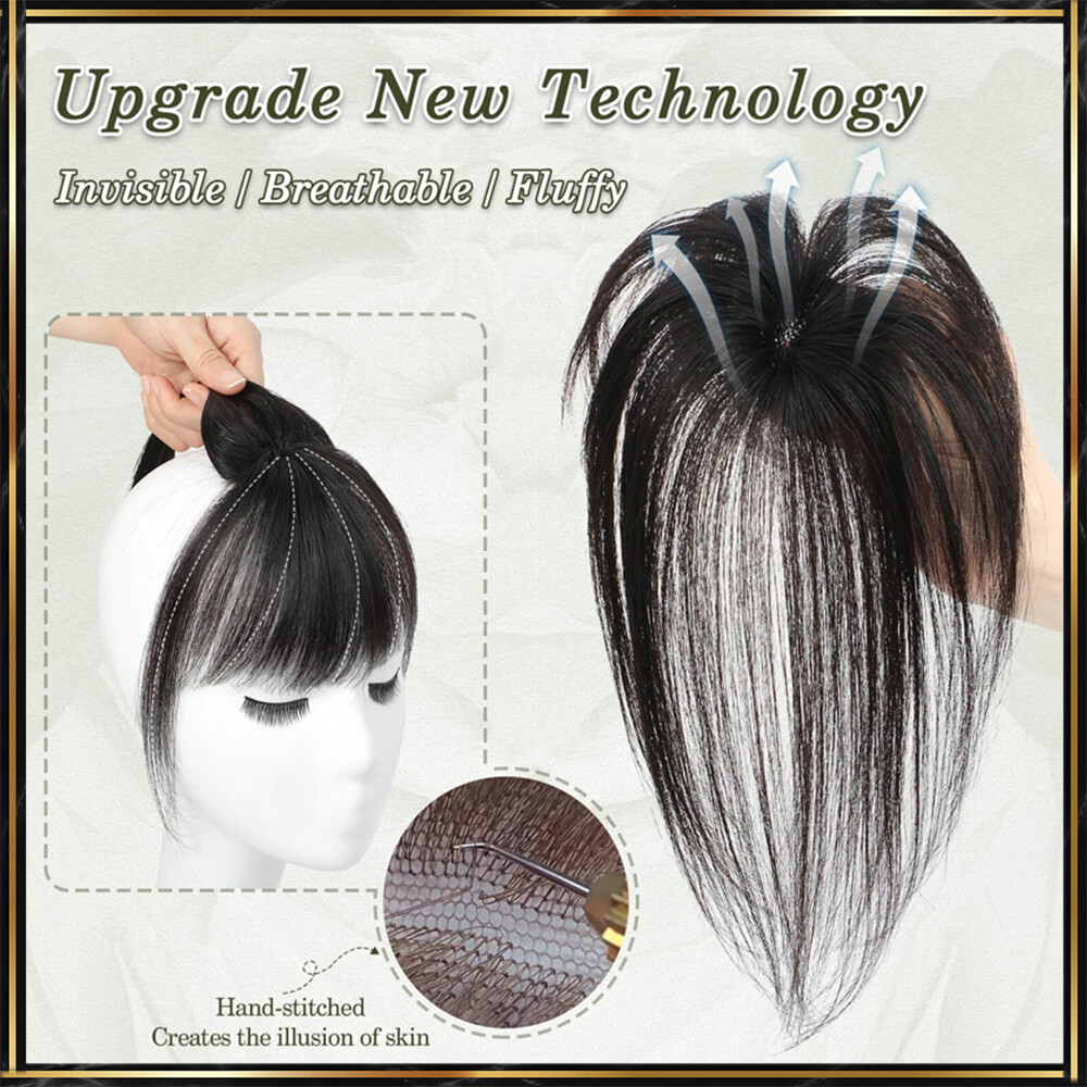 Clip In 100% Thin Thick Fringe Bangs Remy Human Hair Hairpiece Topper For Women