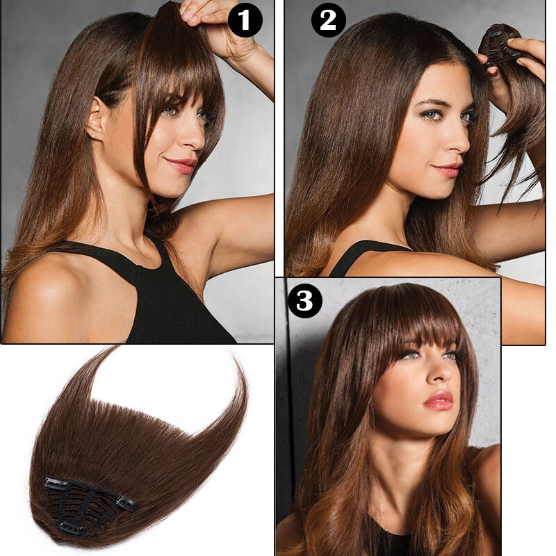 Thick Fringe Bangs 100% Remy Human Hair Extensions Clip In Hairpiece Topper Thin