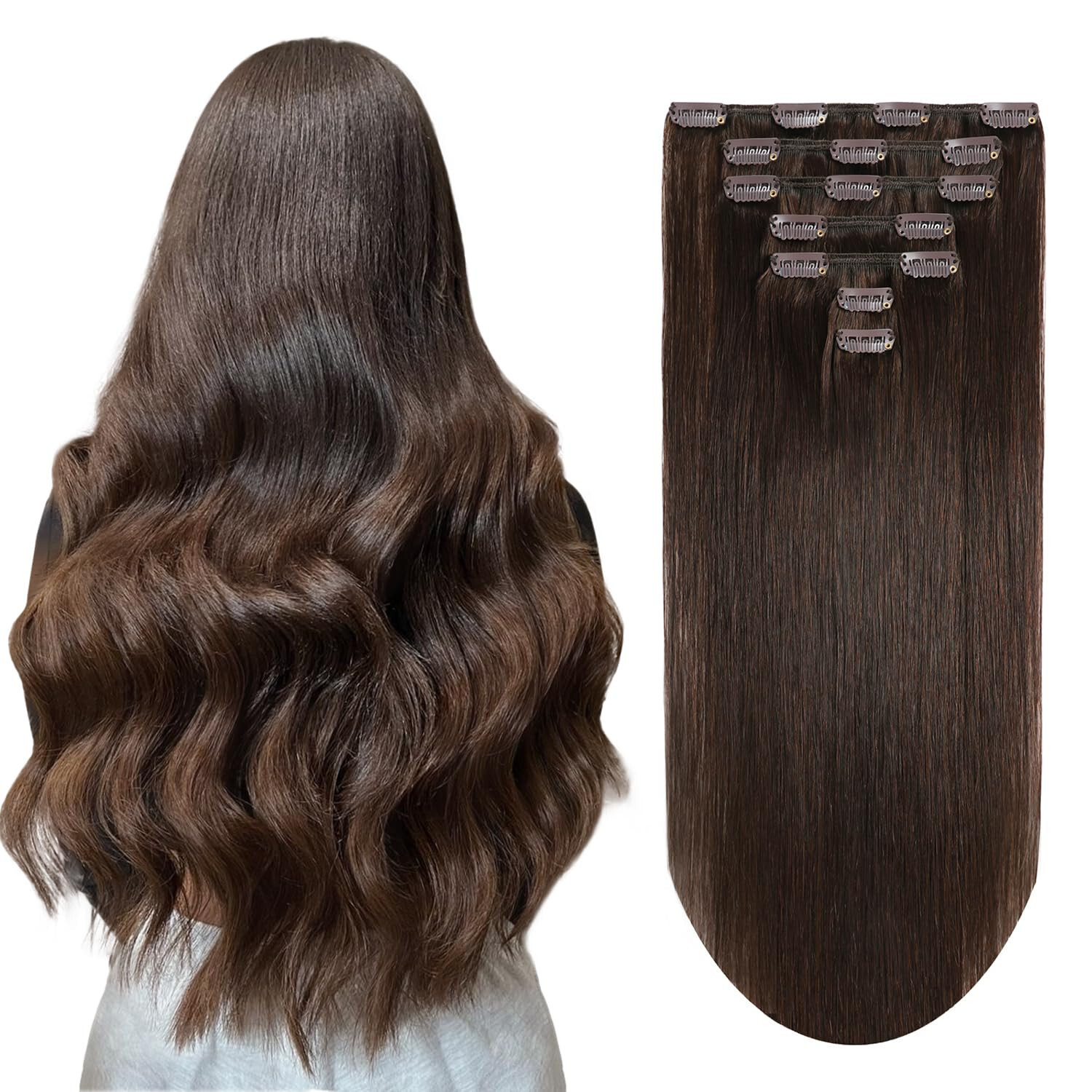 Clip In Remy Human Hair Extensions 16 inch, 70g, 7 pcs, Hair Extensions Clip