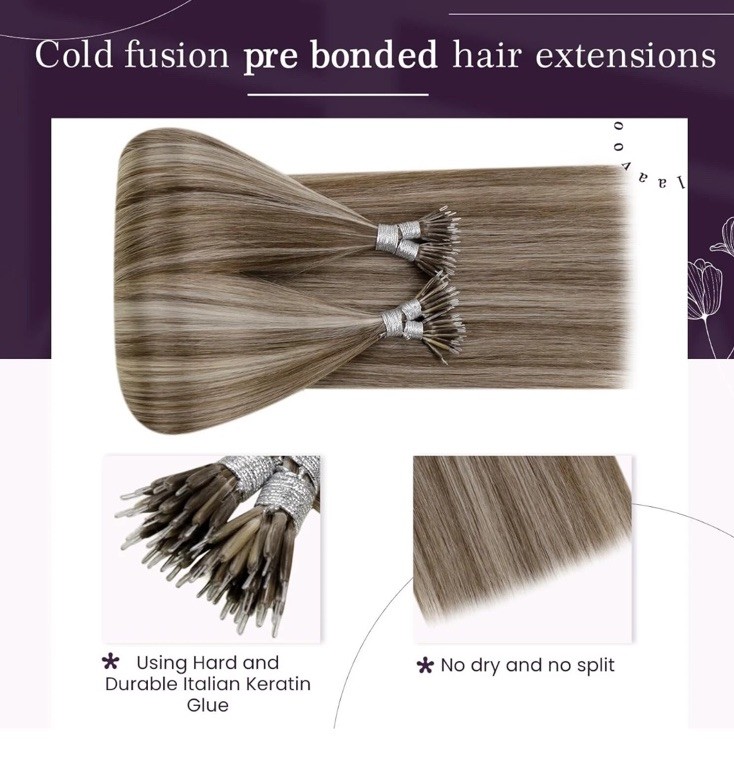 Laa Voo 14 In Nano Dark Brown 50g Human hair extensions Open Box Close Plastic