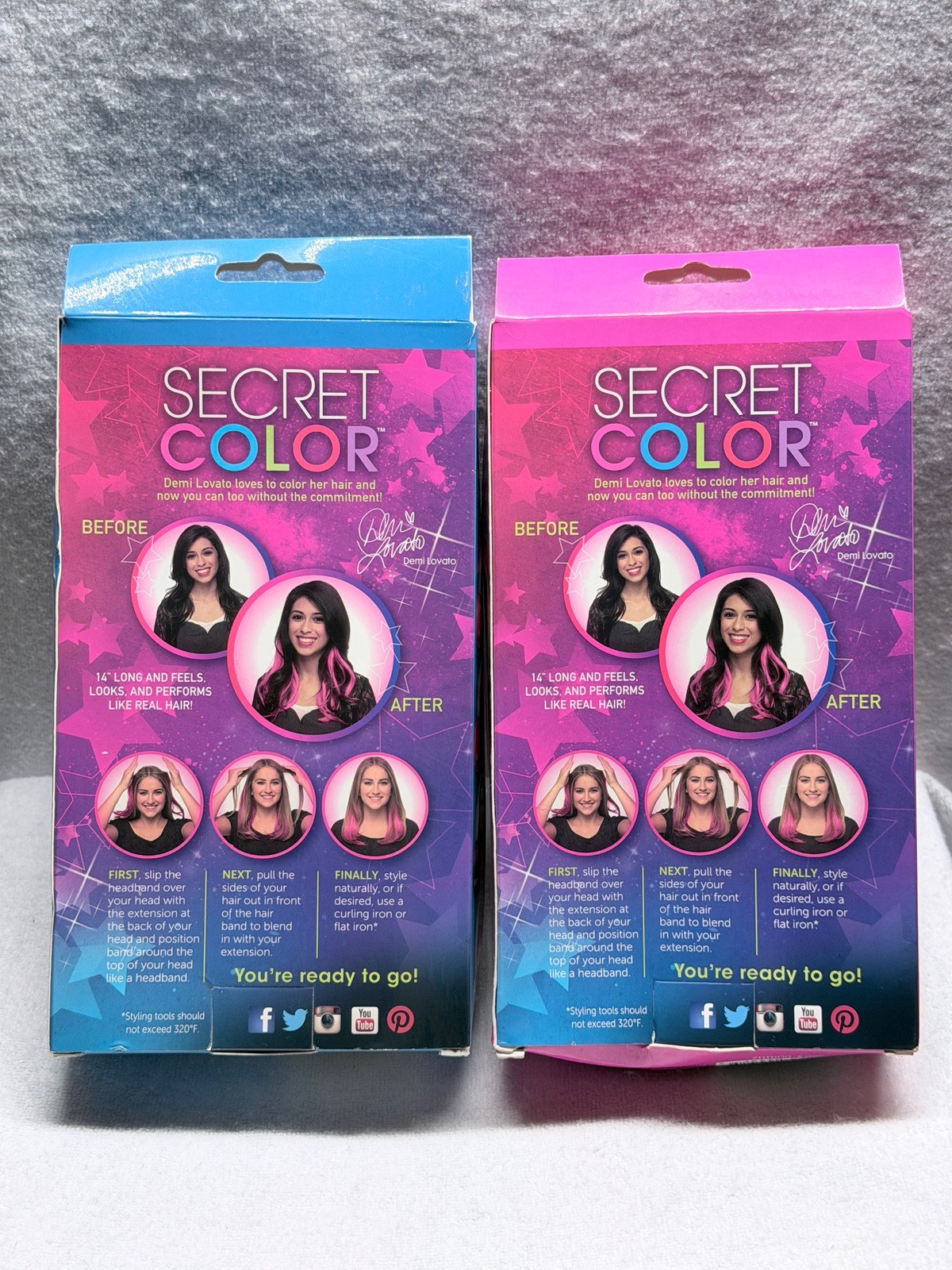 Secret Color Hair Extensions Blue Pink Headband Hidden Streaks 2 Pack New NIB