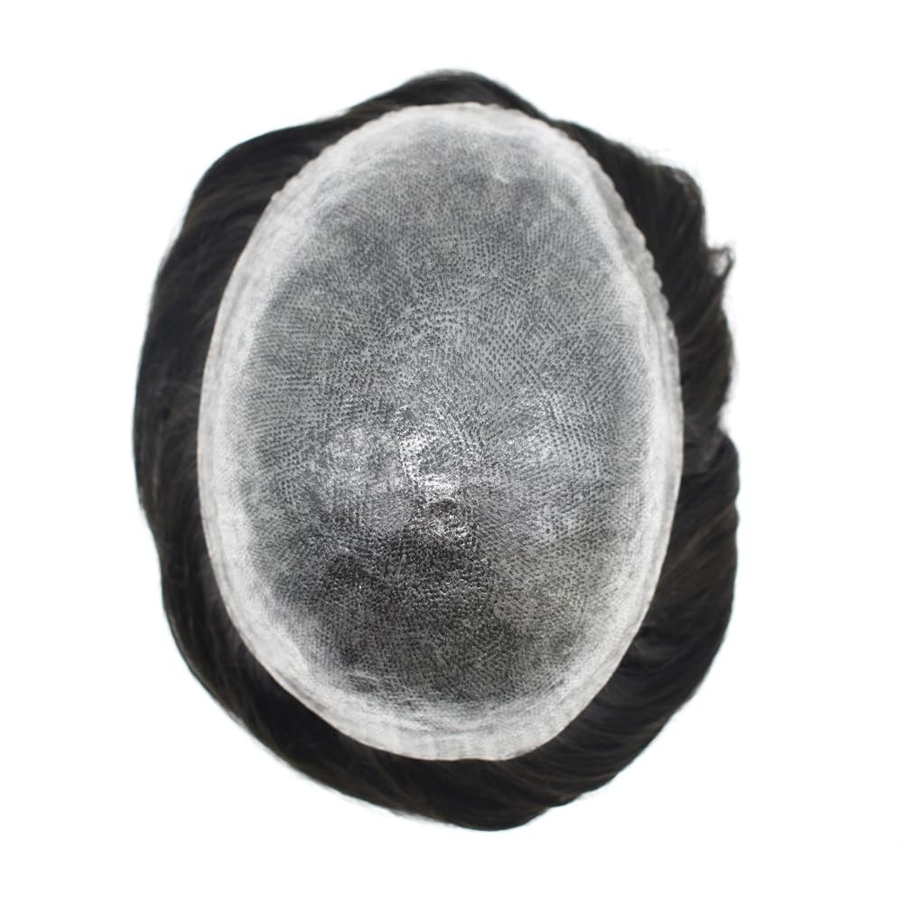 Toupee for Men Hair Replcement System Mens Toupee Full Poly Thin Skin Human Hair