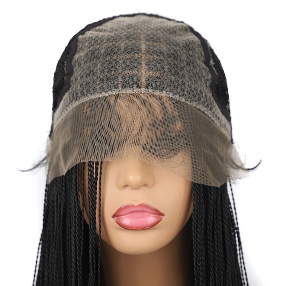 18″ Curly Wavy Twist Braids Wig for Women 4×4 Lace Front Braided Wigs Synthetic