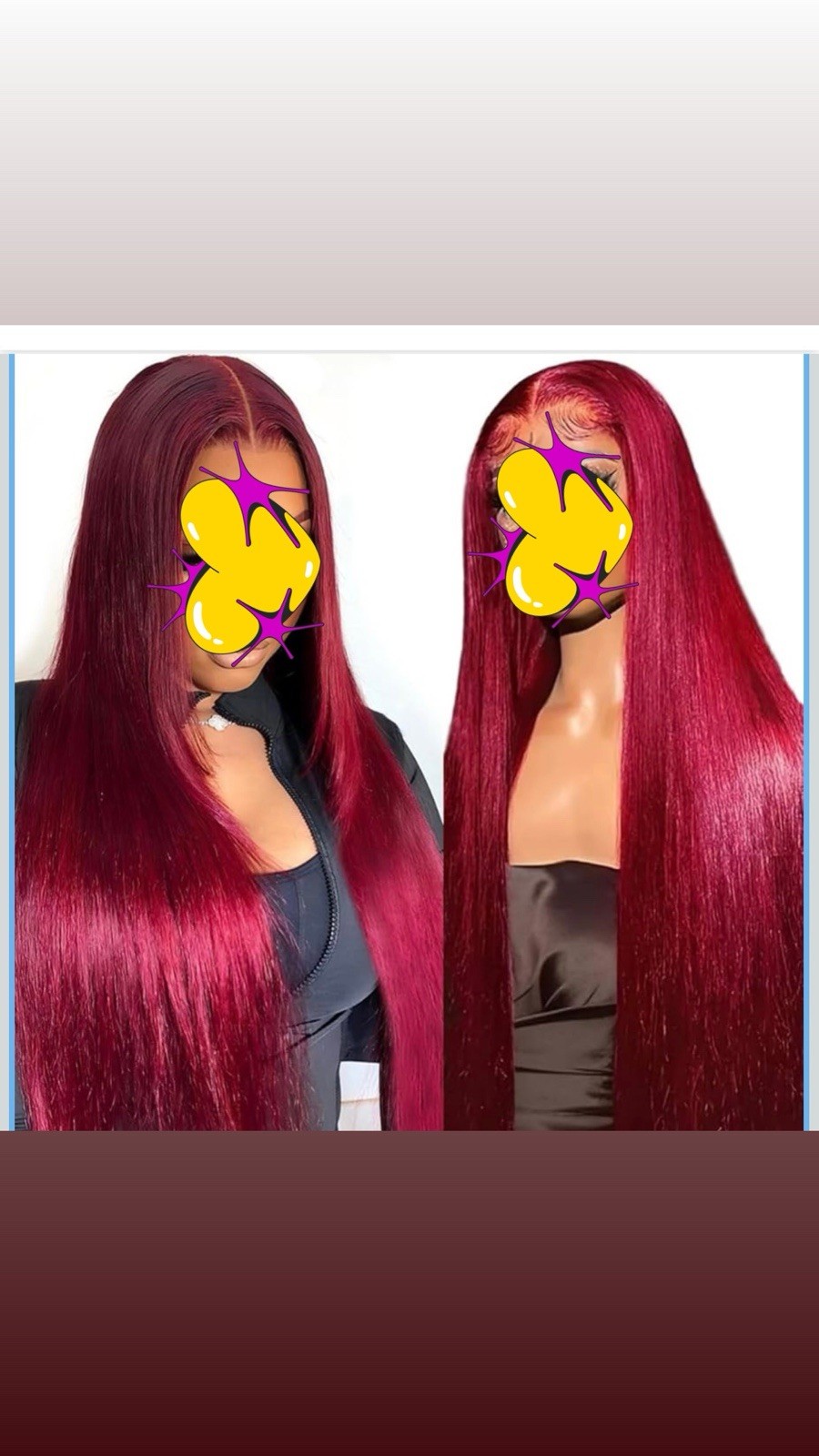 Women’s Burgundy Straight Lace Front Wig Middle Part Fashion Colored