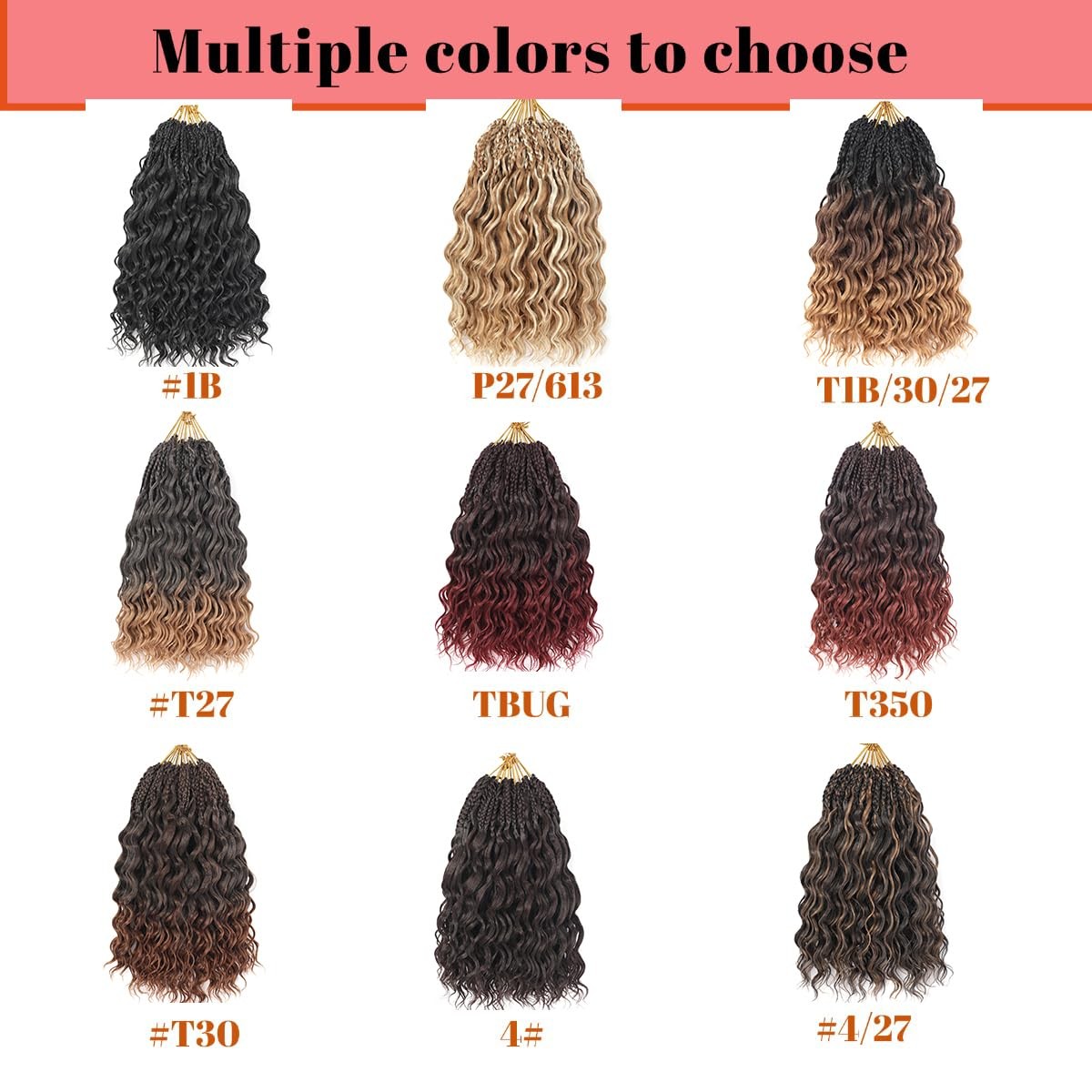 14 Inch Ocean Wave Crochet Hair 8 Packs – Synthetic Pre-Looped Deep Wavy Curl…