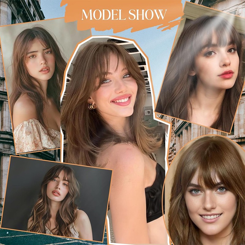 100% Human Hair Extensions Clip In 3D Bangs Mid-Part Air Bangs French Bangs Thin