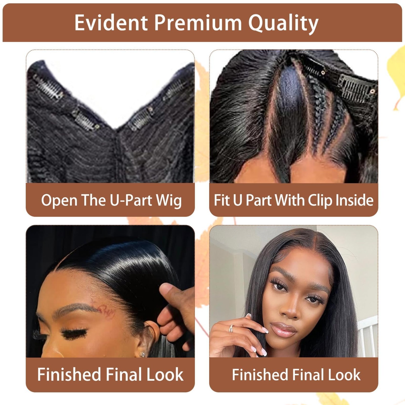 24 Inch V Part Wig Human Hair – Straight Glueless Half Wig, Clip-In, No Leave Ou
