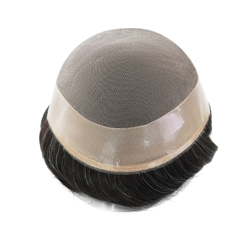 Mens Toupee Human Hair Systems Fine Mono Colored Hair Pieces 8X10 #1B US Seller