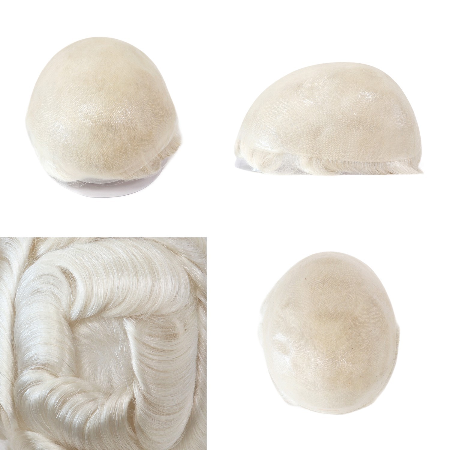 Mens Toupee Real Human Hair Thin Skin Hairpieces Replacement Systems Hair 8X10”