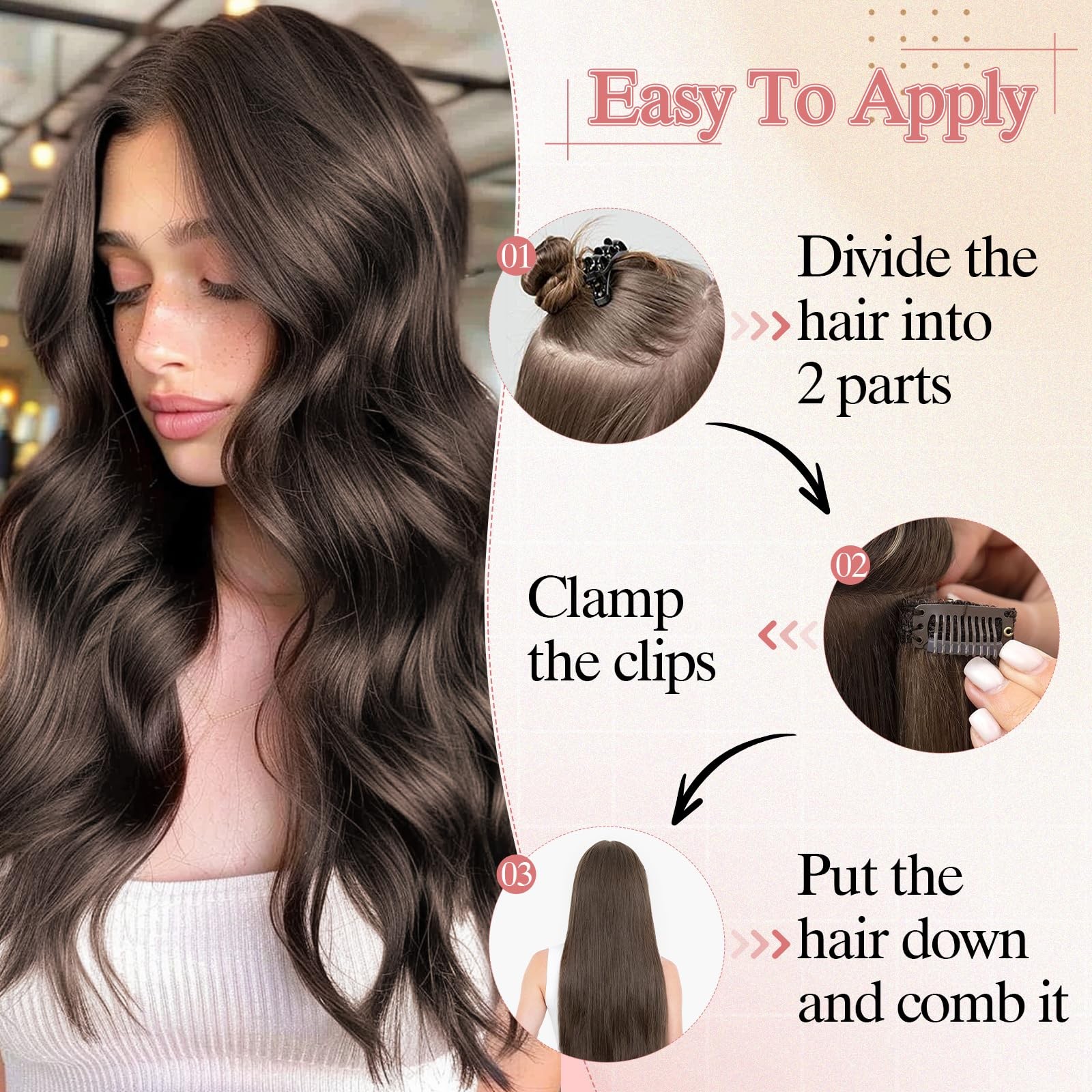 Sego Pro One Pieces Clip In Hair Extensions Human Hair Upgraded V-Shaped 5