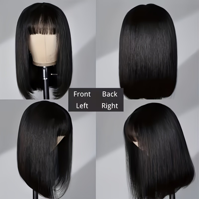 12in Short Straight Wig with Bangs for Women,Made Of High Temperature Fiber