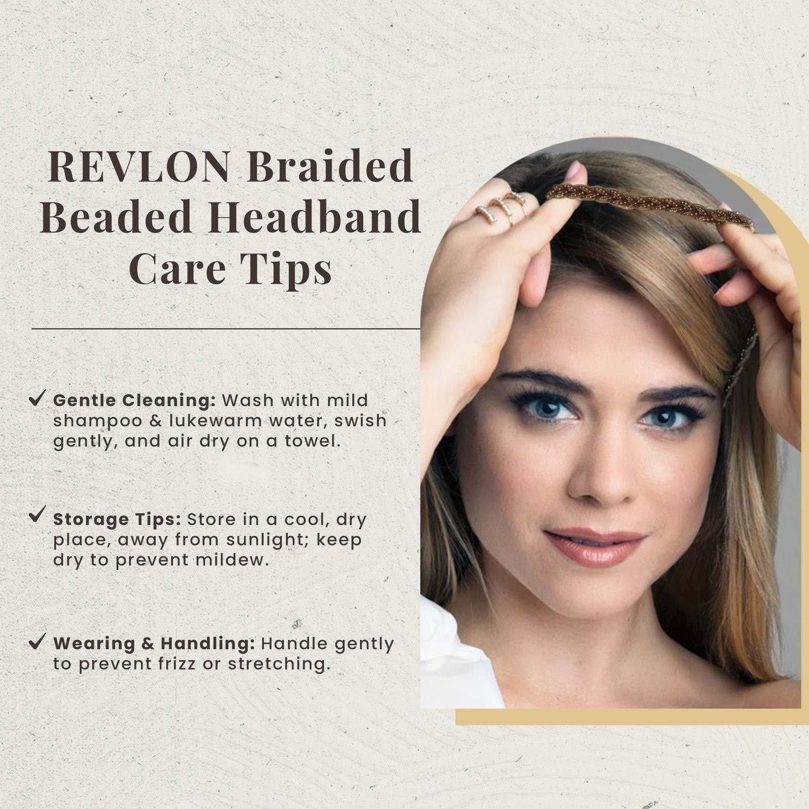 REVLON Braided Headband Jeweled Hair ornament Ready to Wear (Medium Brown)