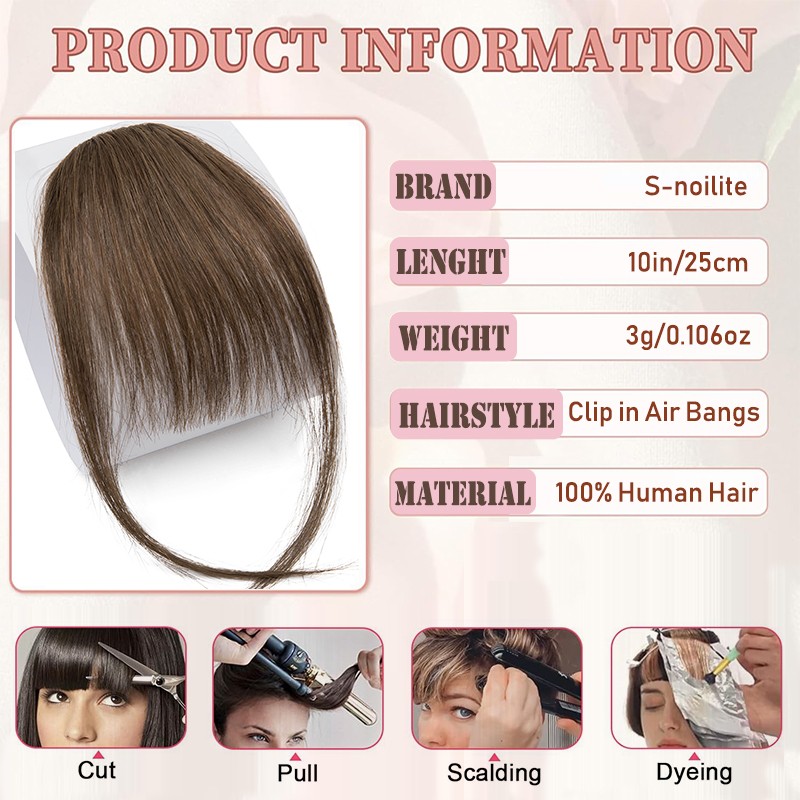 Clip In Fringe Topper Neat Bangs Hair Piece 100% Real Remy Human Hair Extensions