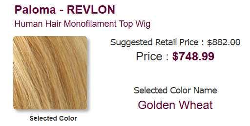 Paloma wig Revlon $Golden Wheat Human Hair Monotop bang bob straight