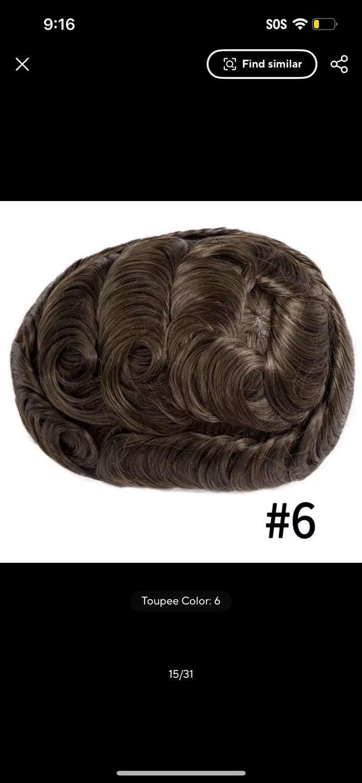 TEMCG Men’s Human Hair Toupee Hairpiece Mono Base Wavy Natural Multi Color