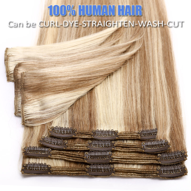 BODY WAVE double weft Clip In Virgin Human Hair Extensions Full Head Thick 170G+