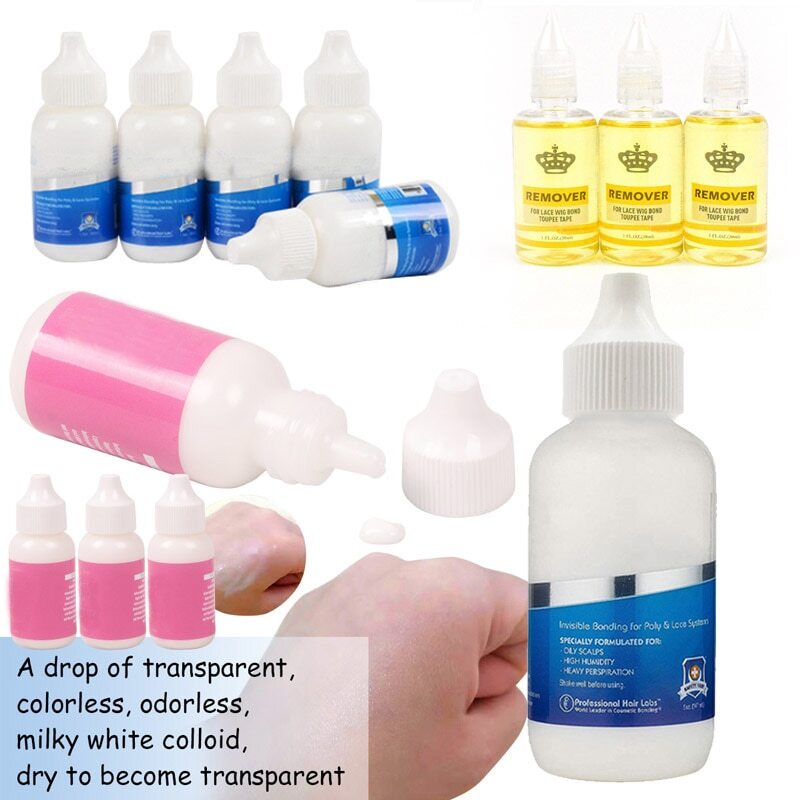 5Pcs/Set Lace Glue+Lace Tape Remover+Hair Wax Stick+Hair Brush With Melt Band