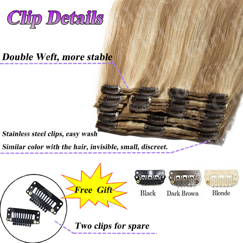 Real Thick Long Clip In 100% Remy Human Hair Extensions Thick 200g Balayage G150