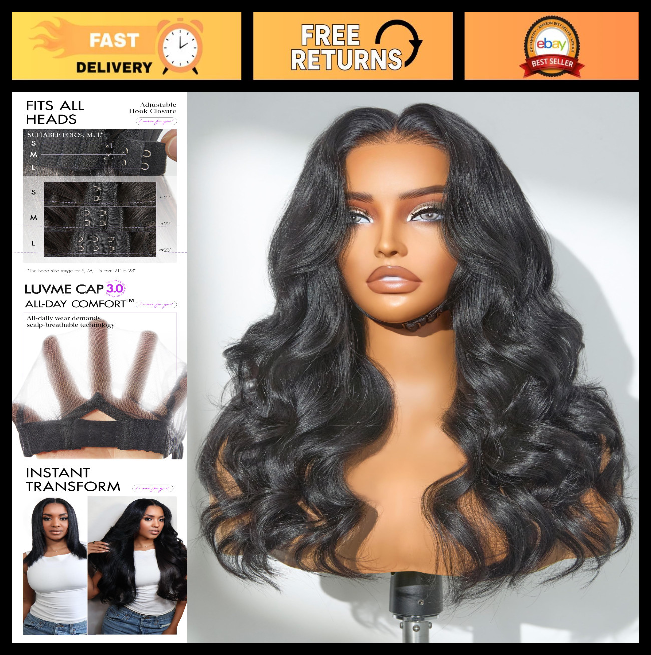 All-Day Comfort Loose Body Wave Lace Front Wig – 5×5 Human Hair, Glueless, Pre-P