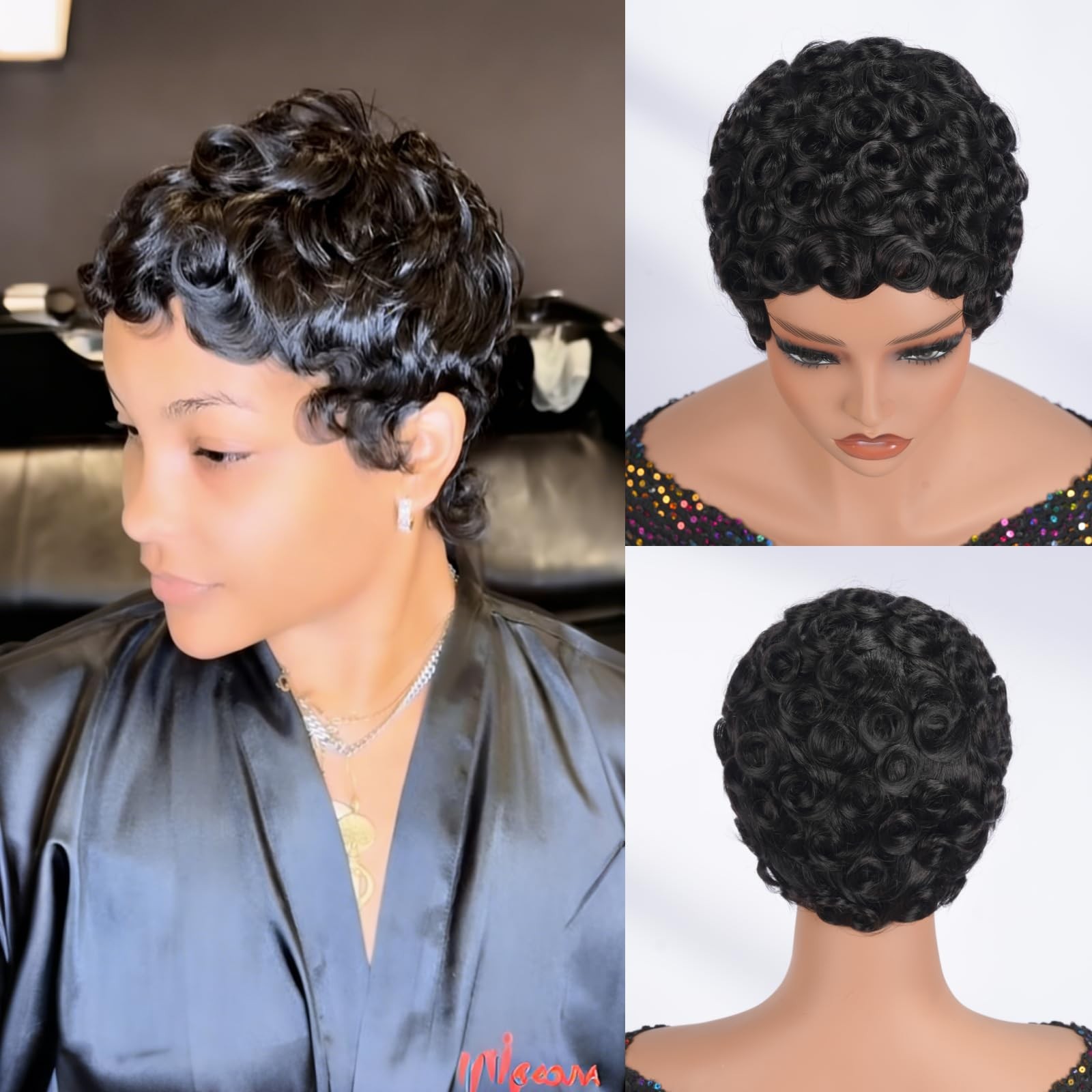 Short Curly Pixie Cut Wig for Women – 6 Inch Human Hair, Glueless, Ready to Wear