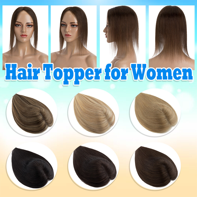 Clip In Hair Topper 100% Real Human Hair Piece Toupee Extensions Full Lace Base