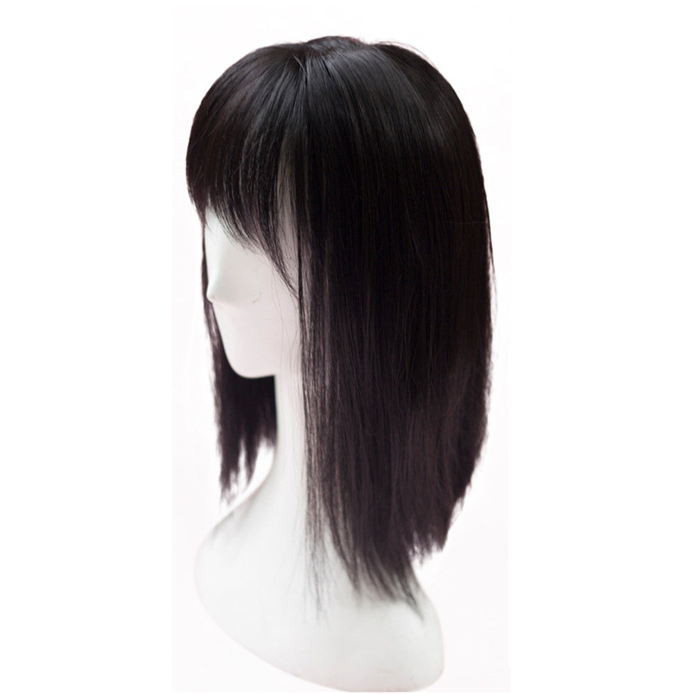 Mono Hairpiece/Toupee Replacement Women Top Synthetic Hair Topper With Bang