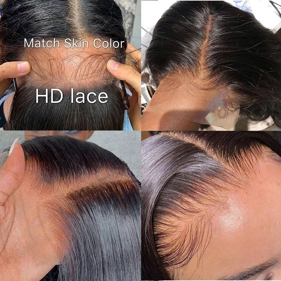 Human Pre Plucked Bleached Knots Lace Wig Transparent Raw Hair Lace Front Wigs