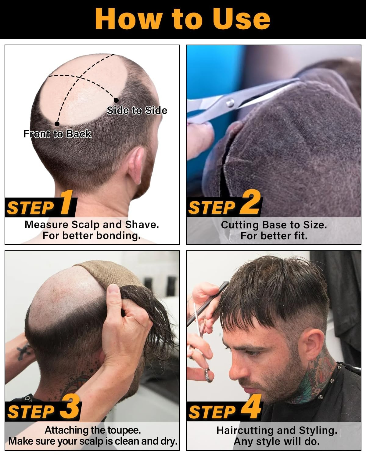 BEEOS Mens Hair Toupee French Lace with Thin Skin 8x10in 130% #1B Natural Black
