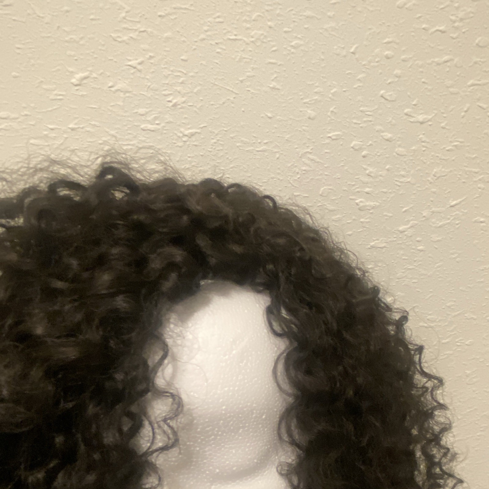 Natural Color Human Hair curly wig 18” unstretched w/drawstring & band