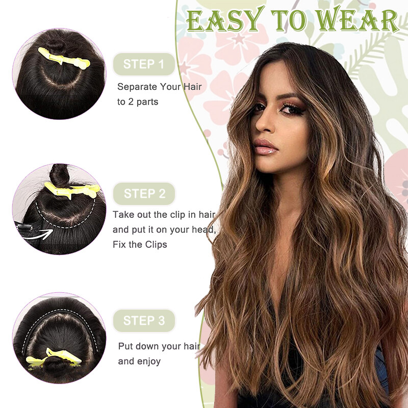 V Shape 5Clips Hairpiece One Piece Extra Thick Clip in Hair Extensions Full Head