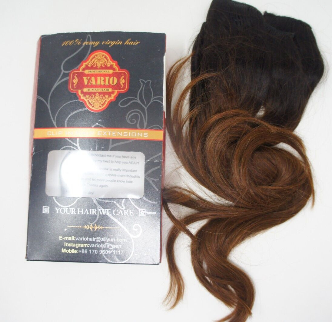 Vario Human Hair Extensions, Clip in 16″ #1B/4