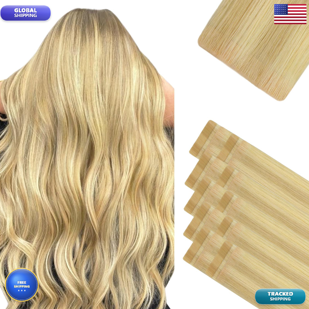 Hotbanana Invisi Edge Tape In Hair Extensions Human Hair 18Inch 50G Classic
