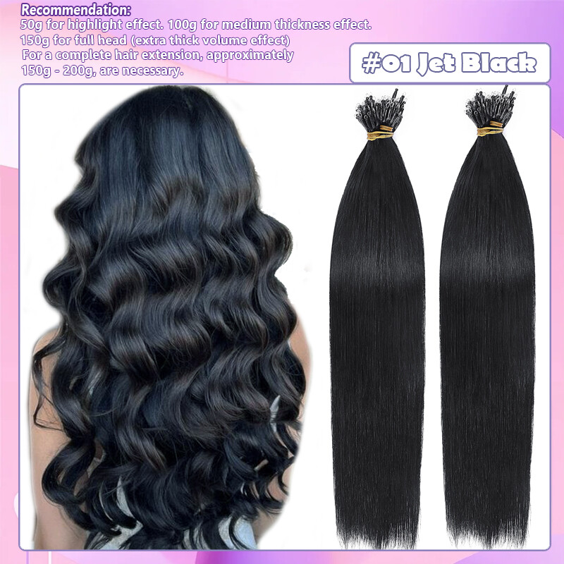 Nano Ring Tip 100% Armenian/Indian 1g Remy Human Hair Extensions 16 18 20 22 In