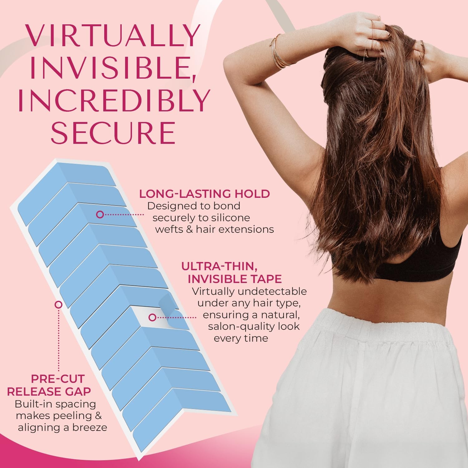 Hair Extension Tape (144 Tabs) Hair Tape for Hair Extensions, Tape in Tape Re…