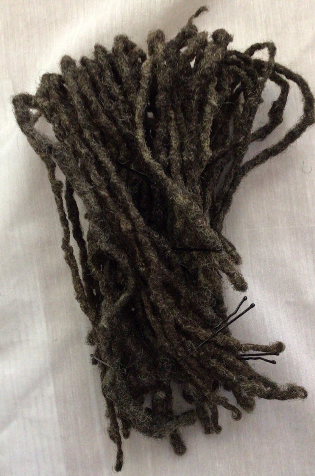 (39) 100% Human Hair Black/Grey Dread Loc Extensions 14”- 18”+Bracelet