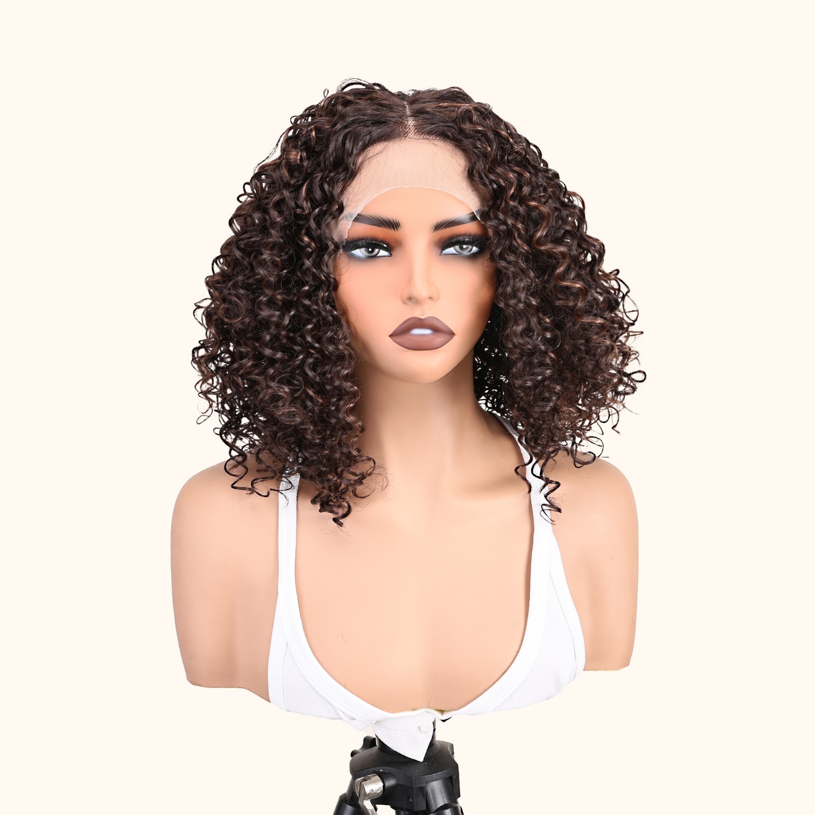 Easy-to-Wear Black Afro Curly Synthetic Wig for Women High-Density