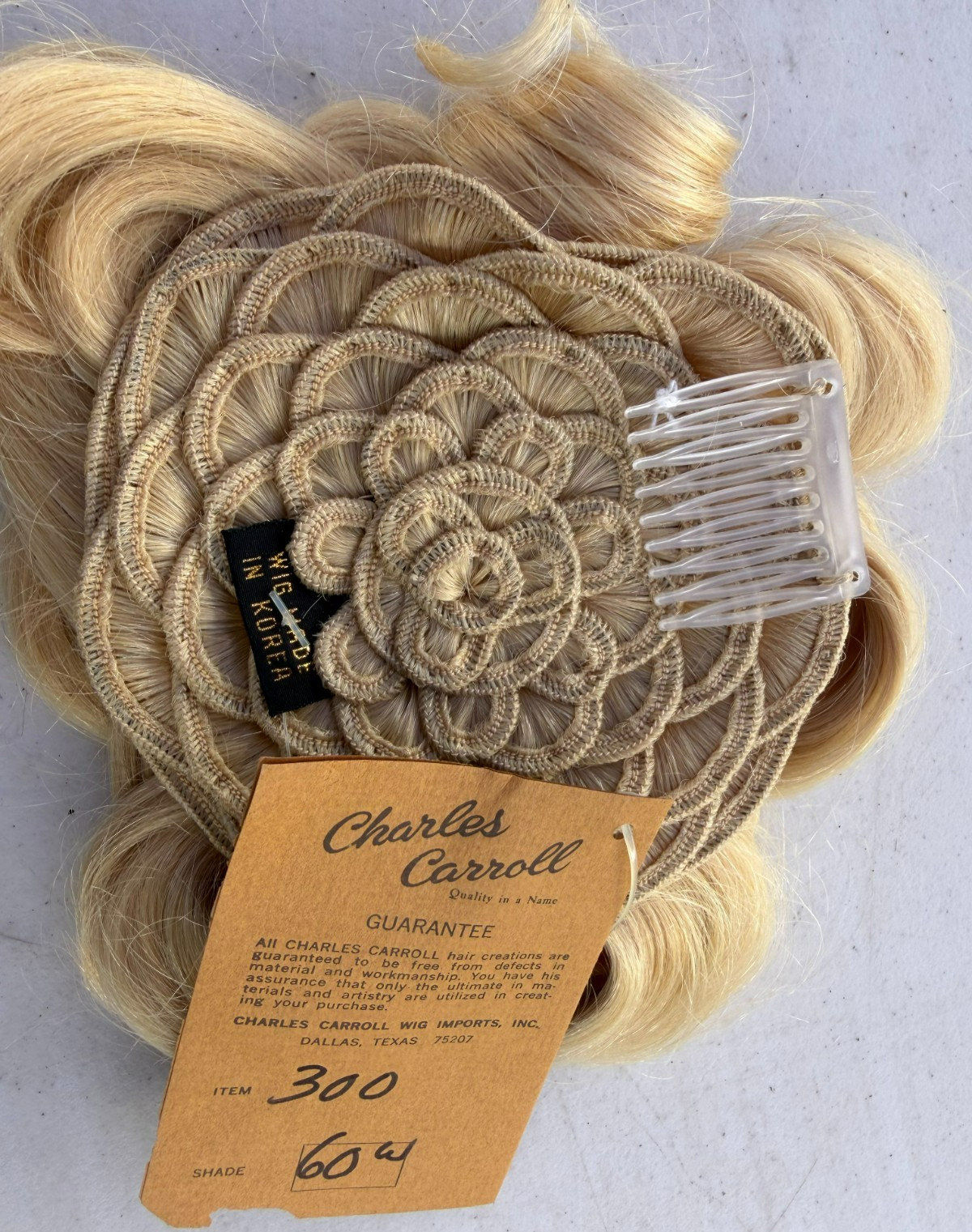 Charles Carroll Blonde Ringlet Curls Wig with Plastic Comb Made in Korea NWT