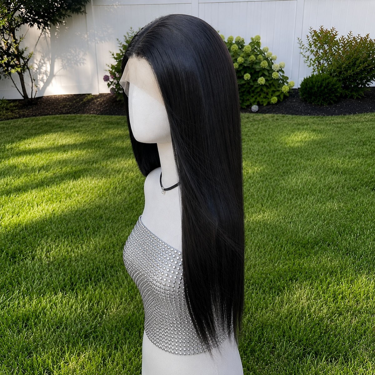 Lace Frontal Wig Soft Long Straight Black Heat Resistant Hair Women