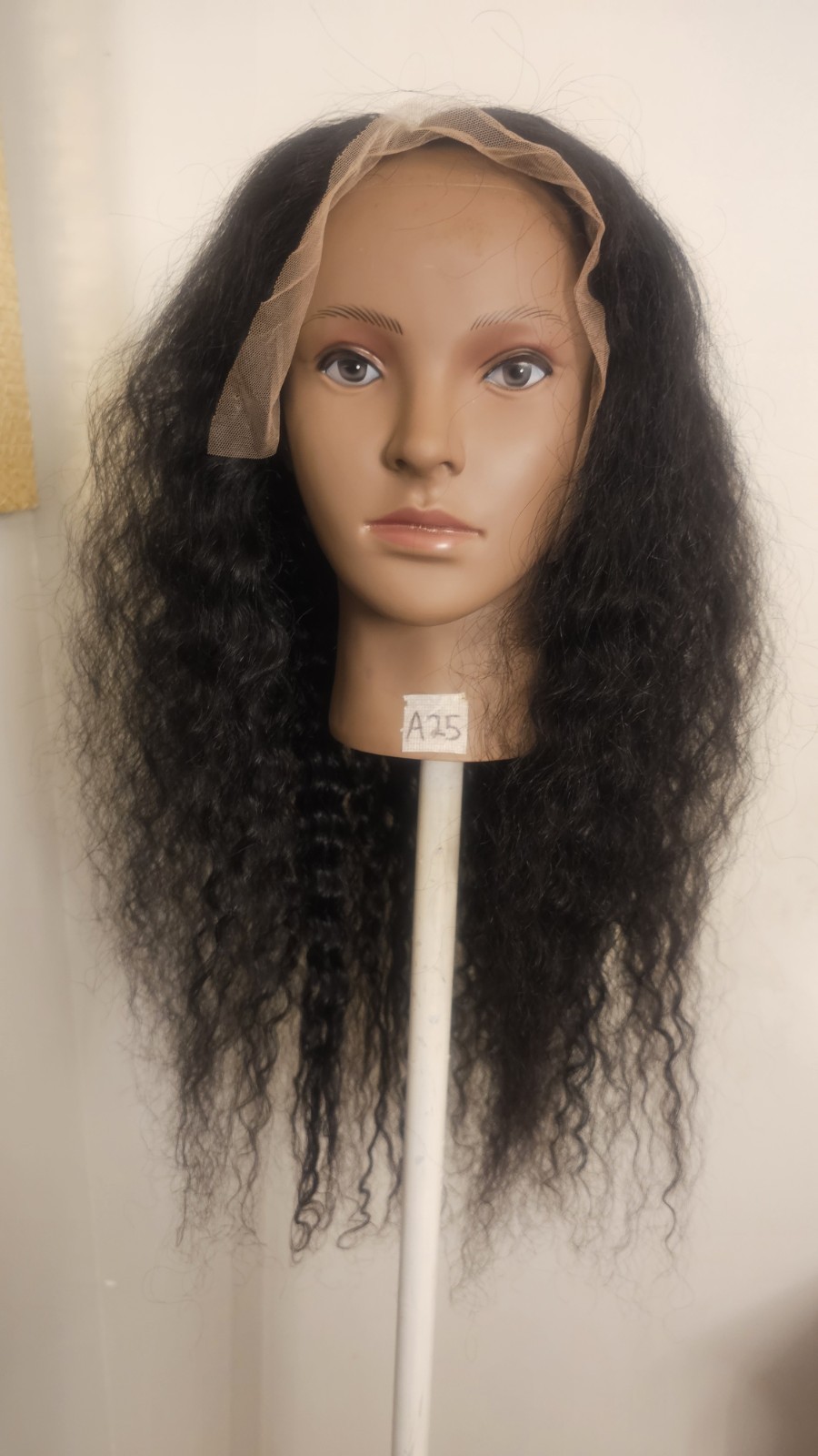 High-Quality Regular Top 24″ natural black 150% Virgin Human Hair Lace Wig