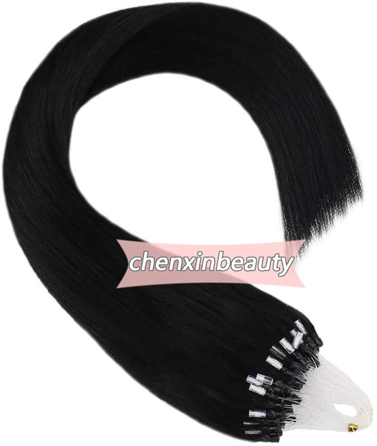 Fish Line Loop Micro Ring Beads Link Indian Remy Human Hair Extensions Straight