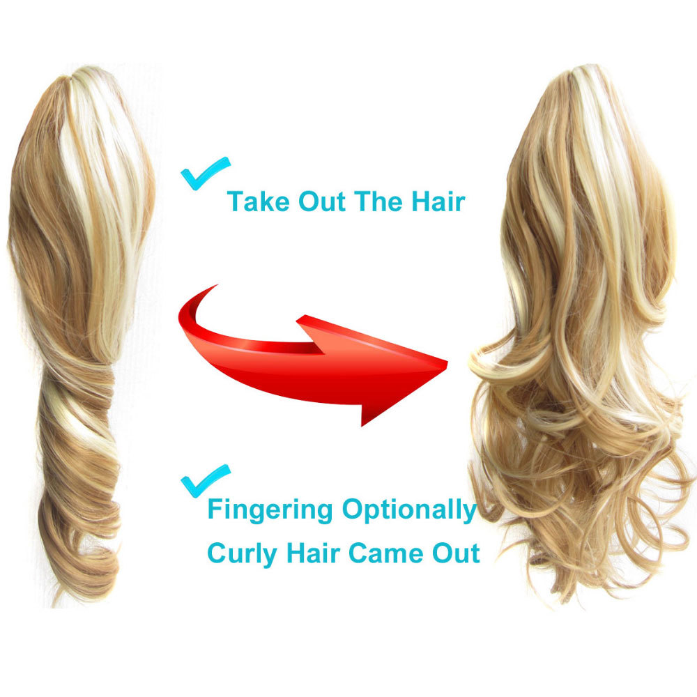 US 100% Real Thick Pony Tail Hair Extensions Clip In Claw Around Ponytail Ombre
