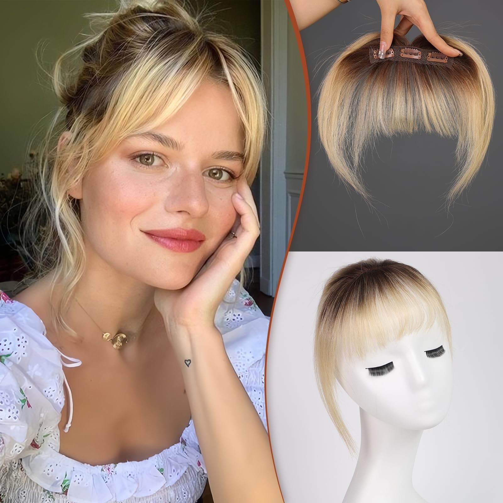 HAIRCUBE Bangs Hair Clip in Bangs 100% Real Human Hair Bangs Clip in Hair Extens