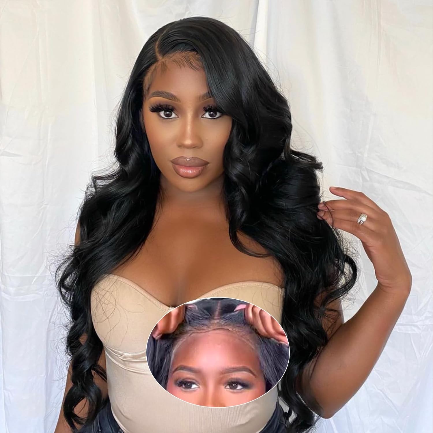 Glueless HD Lace Front Wig – 28″ Body Wave, 180% Density, Easy Wear for Beginner