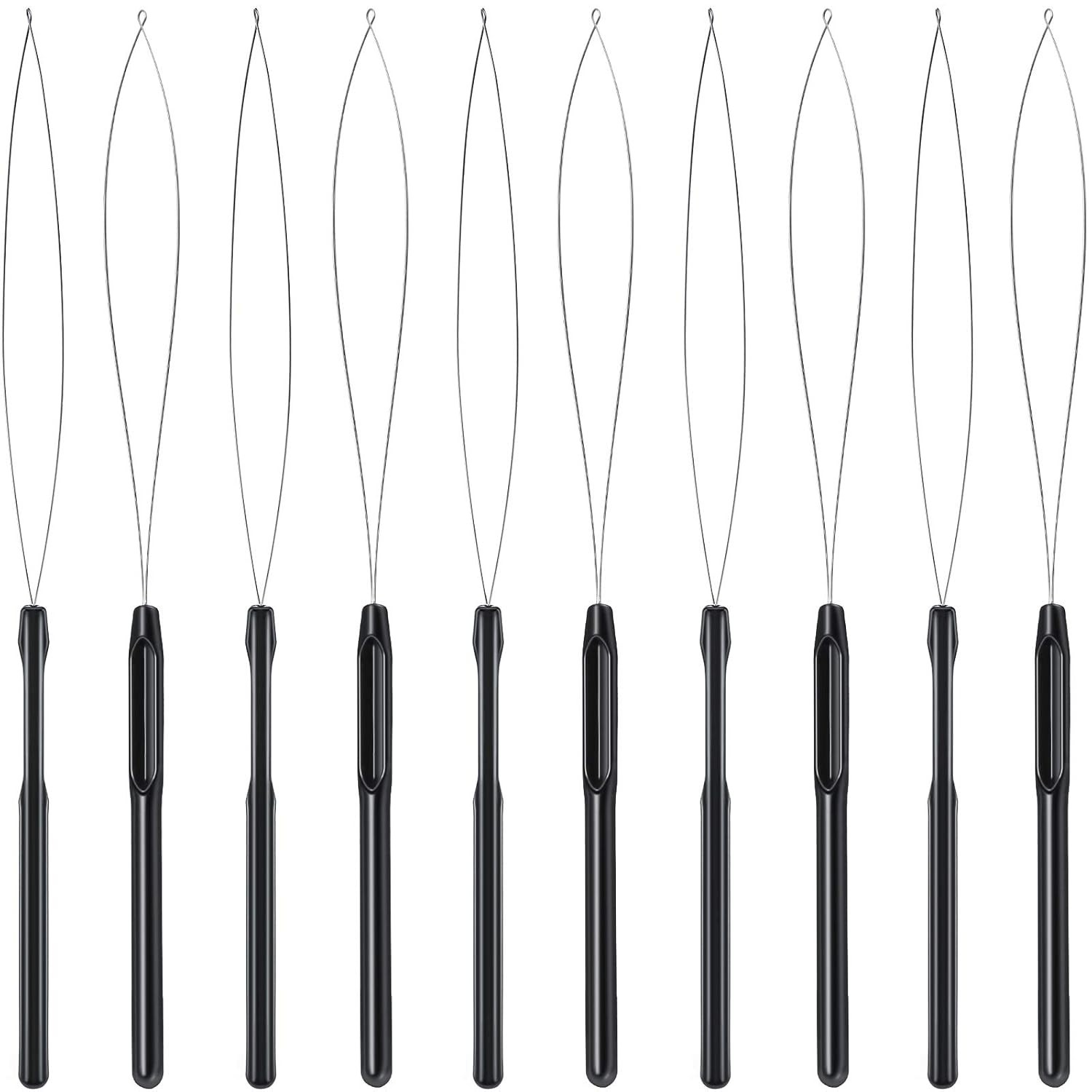High-Quality Black Hair Extension Loop Tool with Metal Needle and Plastic Handle