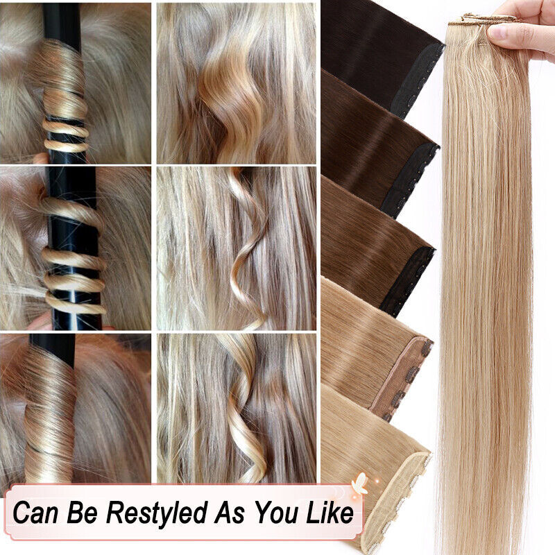 THICK One Piece Clip In 100% Remy Human Hair Extensions Remi 3/4 Full Head Ombre