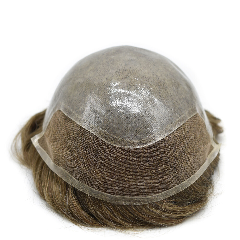 Mens Toupee Human Hair Piece replacement System for men Lace Front Thin Skin Wig