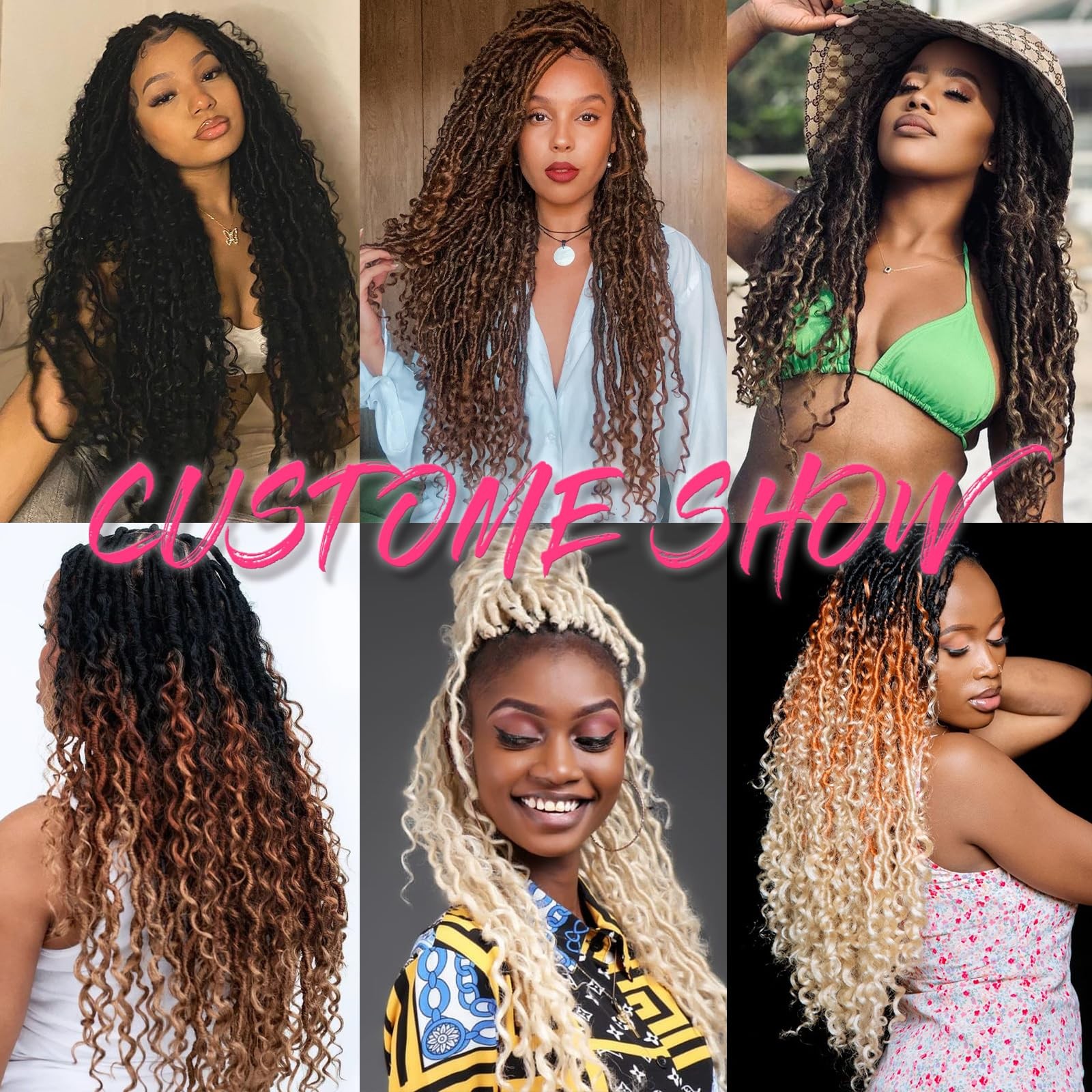 Ruiyok 8 Packs Goddess Locs Crochet Hair 10 Inch Short Faux Locs Crochet Hair